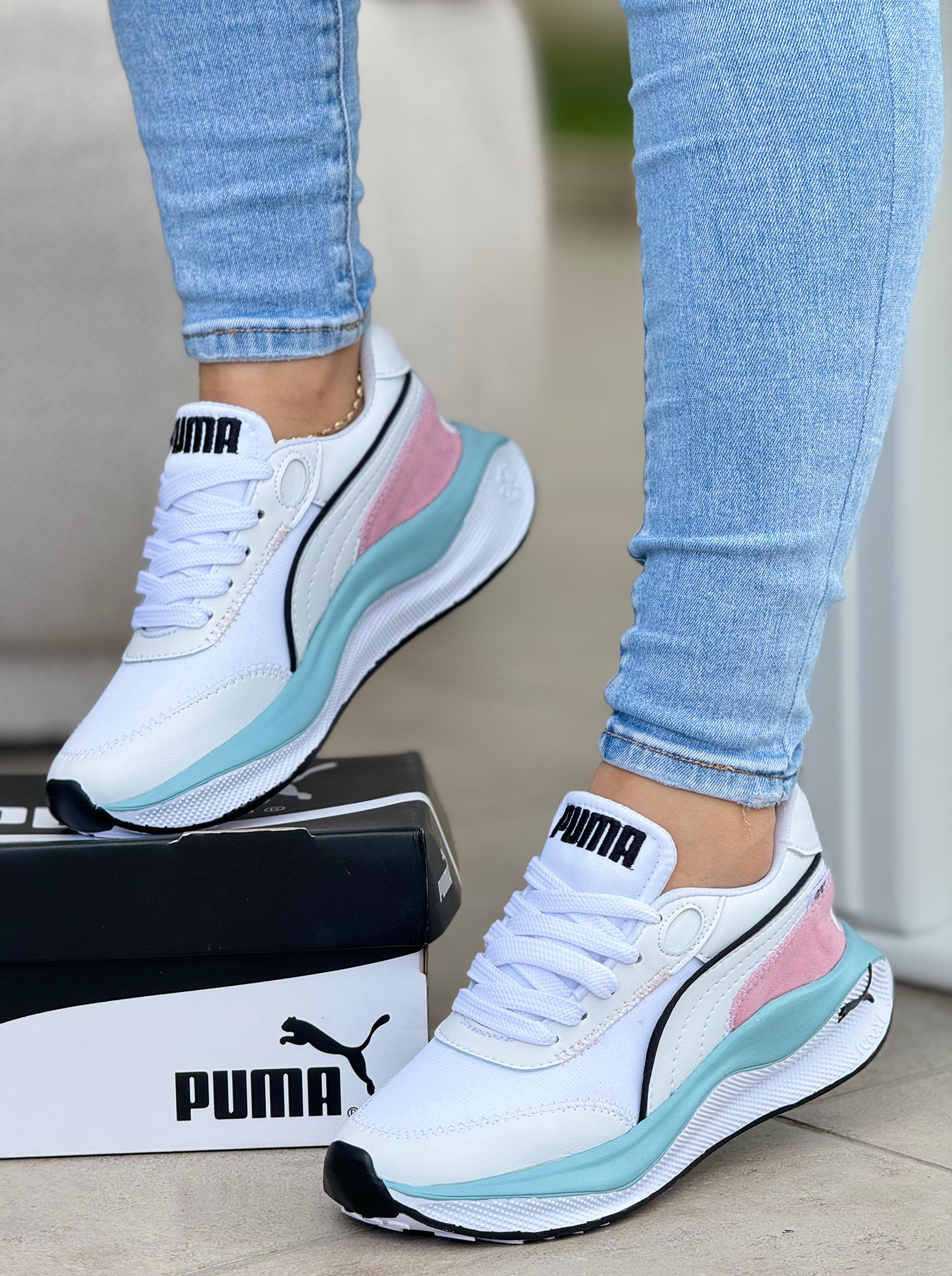 PUMA 020 DAMA BLANCO X AZUL