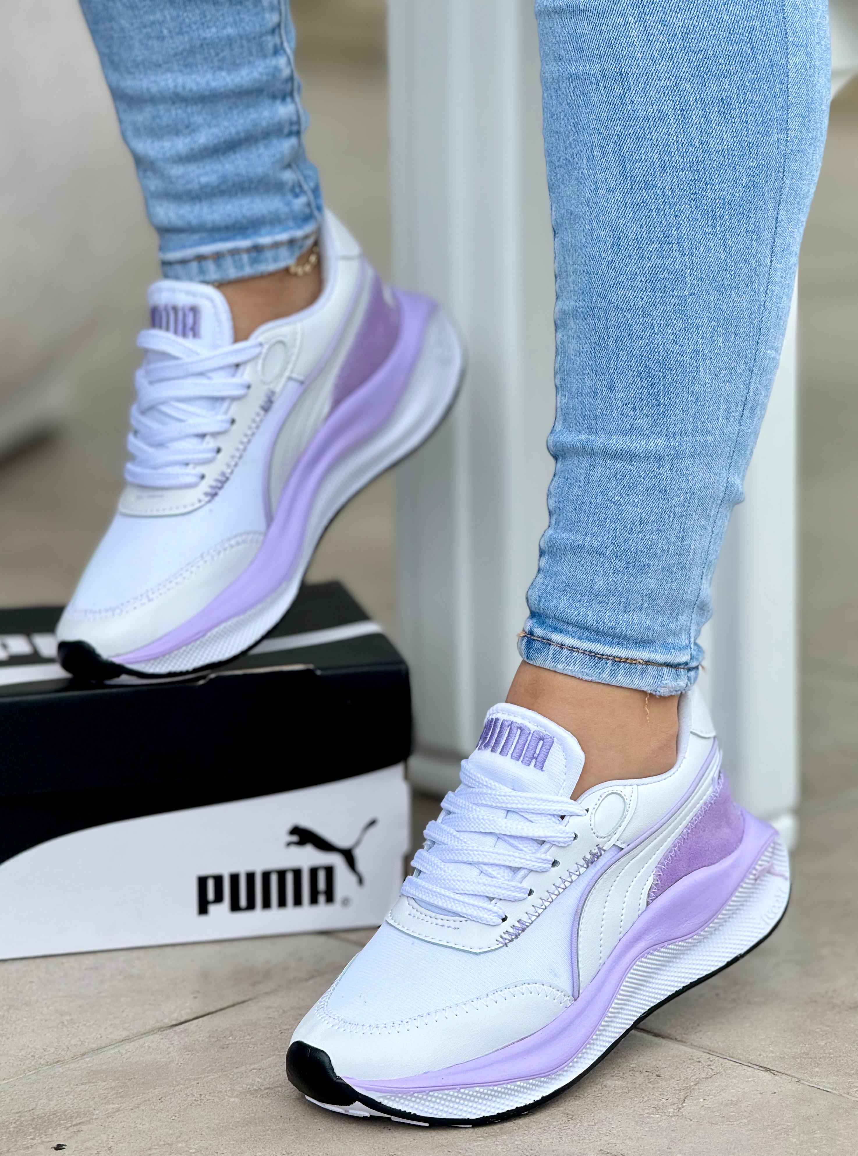 PUMA 020 DAMA BLANCO X MORADO